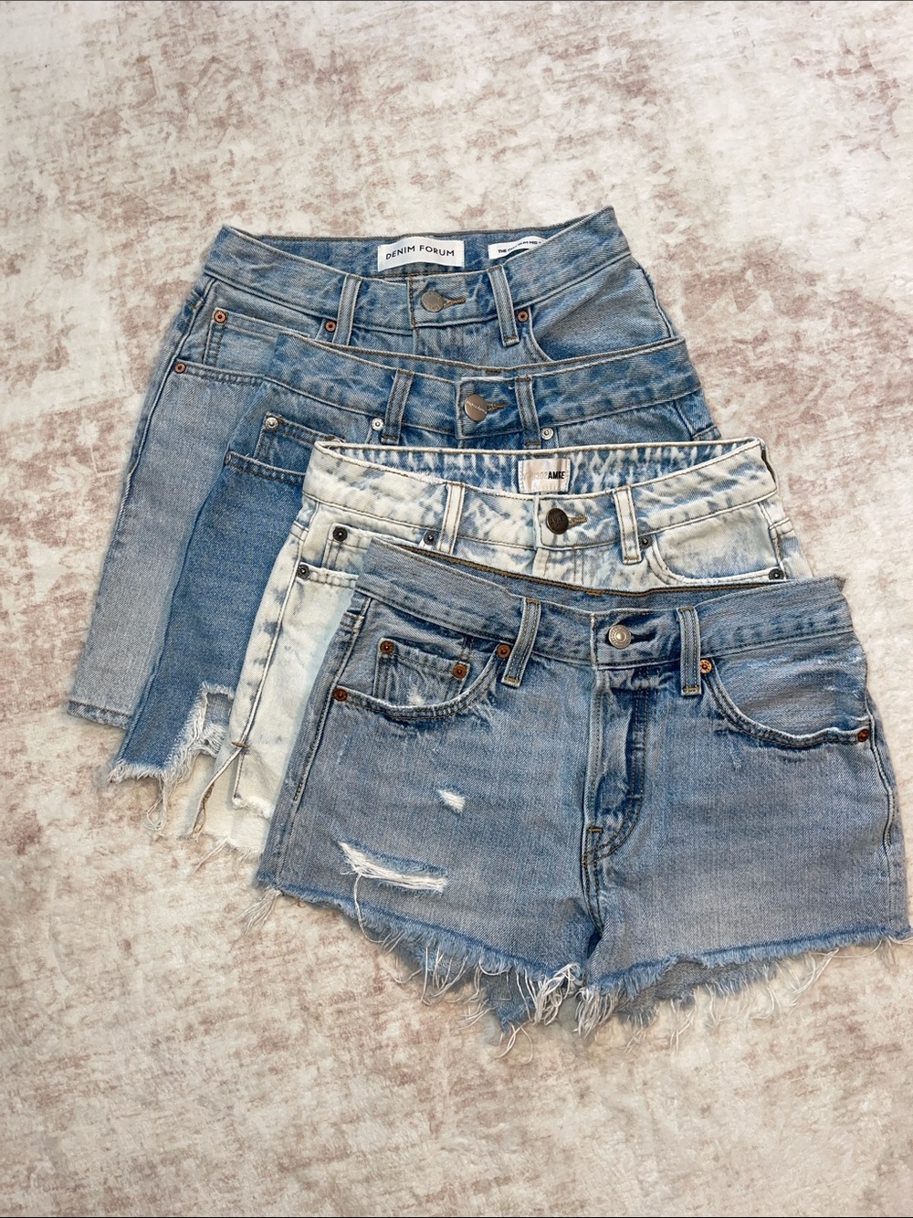 Pack of 4 Denim Shorts - Various Length Light to Medium Blue (Pack)